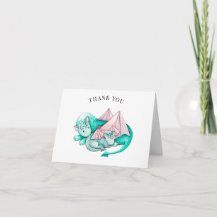 Carte Merci de Baby shower de la mère et du bébé dragon