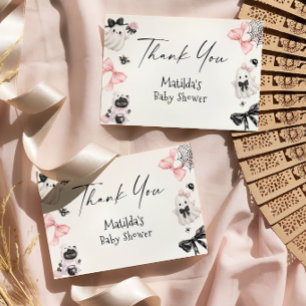 Carte Merci de Baby shower de petite fille Boo