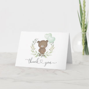 Carte Merci de Baby shower d'ours en tourbe doux