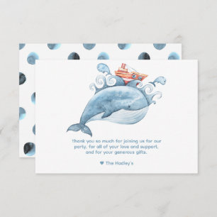 Carte Merci de baleine bleue mignonne