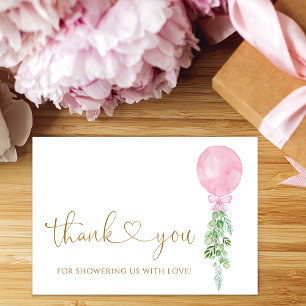 Carte Merci de ballon rose Eucalyptus