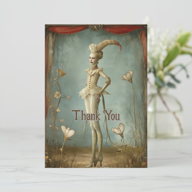 Carte Merci de caractère Whimsical Surreal Harlequin (Debout devant)