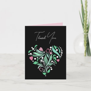 Carte Merci de coeur fleuri décoratif