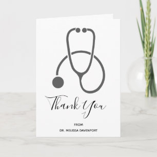 Carte Merci de diplôme Stylish Grey Stethoscope Card