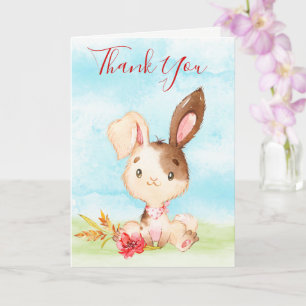 Carte Merci de ferme Bunny Watercolor