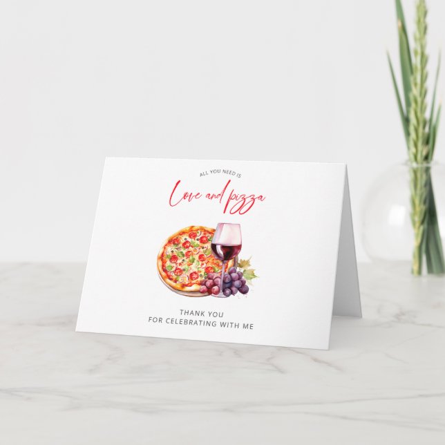 Carte Merci de Fête des mariées d'amour et de pizza (Devant)