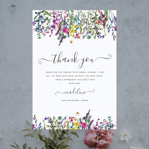 Carte Merci de Fête des mariées de prairie fleur sauvage
