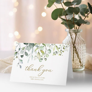 Carte Merci de Fête des mariées Eucalyptus vert mignon