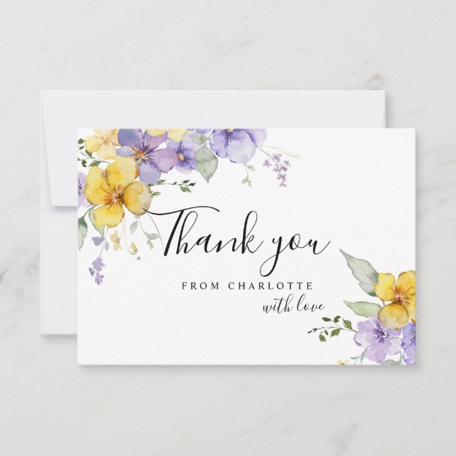 Carte Merci de Fête des mariées jaune violet (Devant)