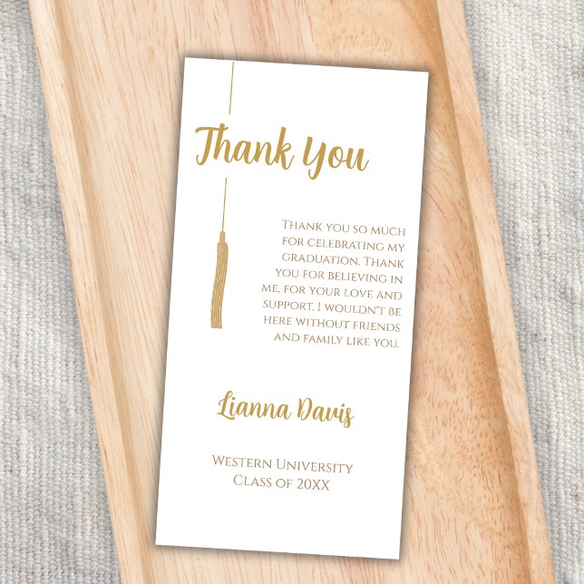 Carte Merci de graduation classique de baseball en or bl (graduation thank you card classic elegant tassel minimalist)