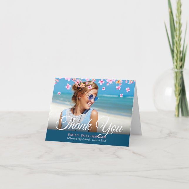 Carte Merci de graduation de la photo florale en fleurs  (Devant)