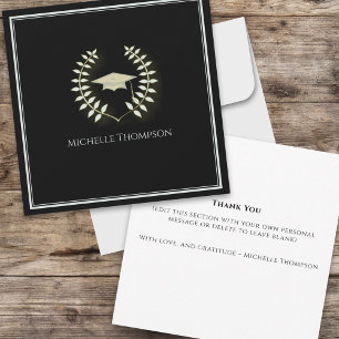 Carte Merci de graduation noir et or personnalisé