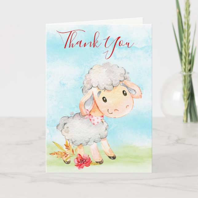 Carte Merci de la ferme de moutons d'aquarelle (Devant)