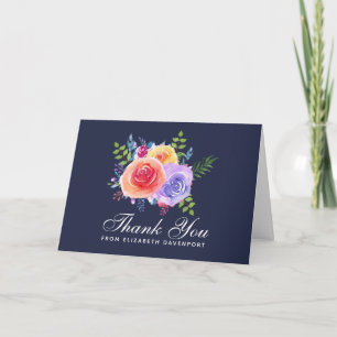 Carte Merci de la fête du Bouquet Floral Rose