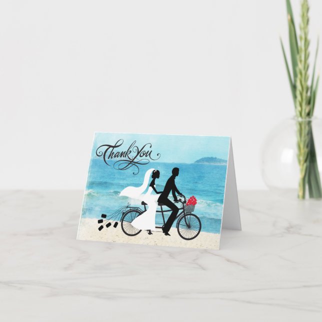 Carte Merci de la mariée de bicyclette Tandem et du Mari (Devant)