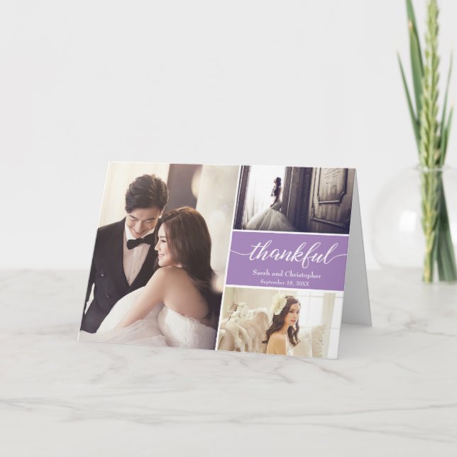 Carte Merci de Mariage de Collage de photos moderne viol (Devant)