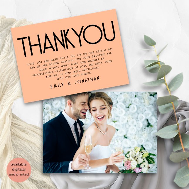Carte Merci de Mariage de hachage de texte minimal (Front and back view)