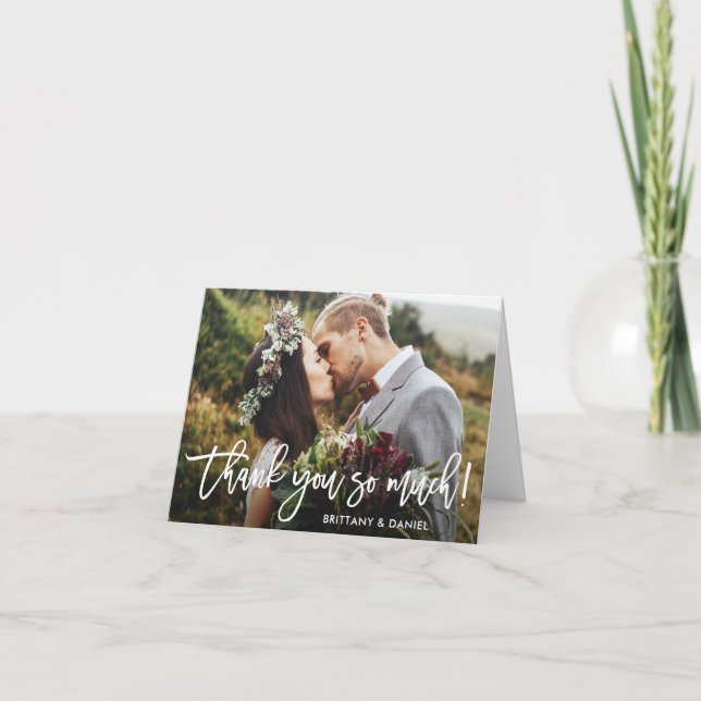 Carte Merci de Mariage de script de brosse tellement de  (Devant)