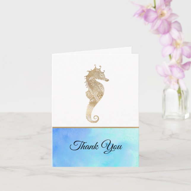 Carte Merci de Mariage Gold Seahorse (Orchidée)