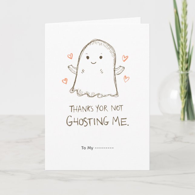 Carte Merci de ne pas m'avoir ghosté - Design drôle de S (Devant)