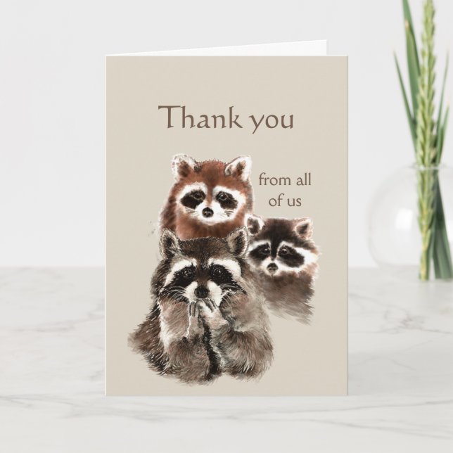 Carte Merci De Nous Tous Raccoon Cute Animal & Scripture (Devant)
