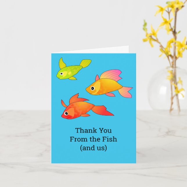 Carte Merci de poisson coloré avec texte personnalisé /  (Fleur jaune)