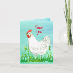 Carte Merci de poulet de leghorn blanche