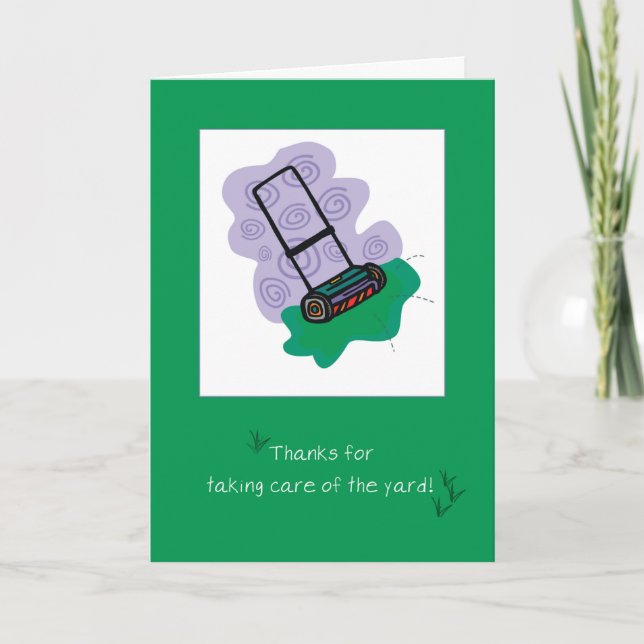 Carte Merci de prendre soin du triage avec tondeuse à ga (Devant)
