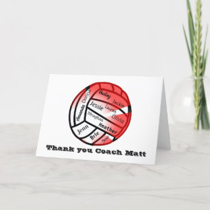Carte Merci de volley-ball rouge et blanc