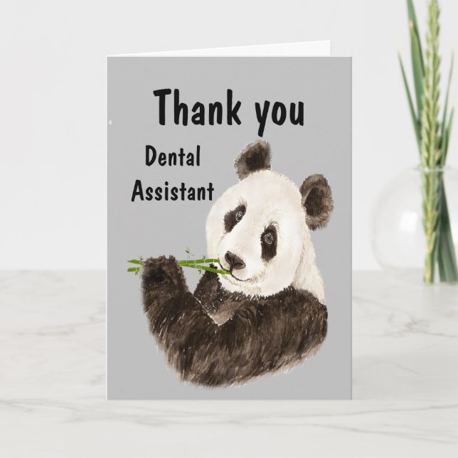 Carte Merci Dental Assistant avec Funny Panda Bear (Devant)
