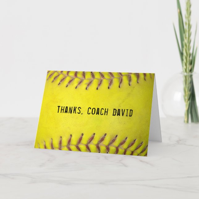 Carte Merci d'entraîneur de softball jaune (Devant)