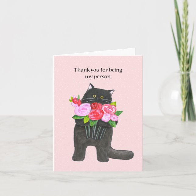 Carte Merci d'être ma personne mignonne Chat noir (Devant)