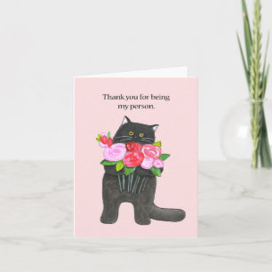 Carte Merci d'être ma personne mignonne Chat noir
