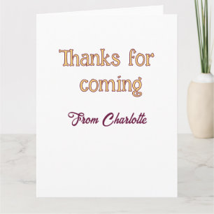 Carte merci d'être venu nom à ajouter message texte oran