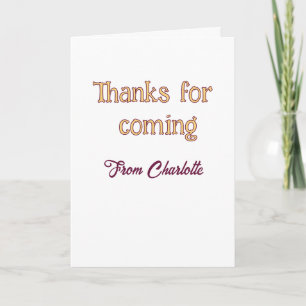 Carte merci d'être venu nom à ajouter message texte oran