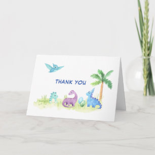 Carte Merci Dinosaur Cute Baby shower d'aquarelle