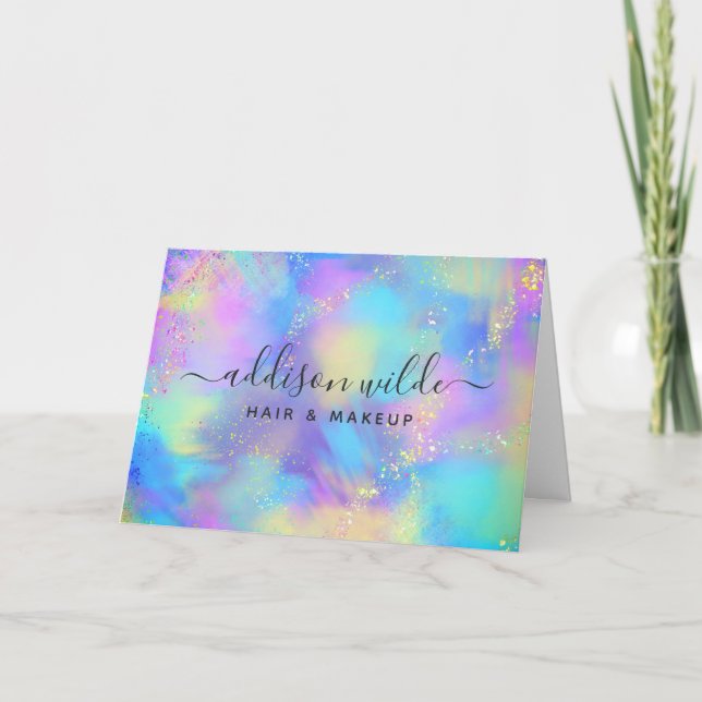 Carte Merci d'Iridescente Opale d'étincelle holographiqu (Devant)