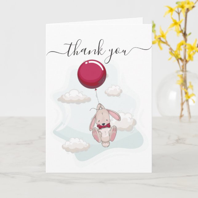 Carte Merci du Baby shower à ballon (Fleur jaune)