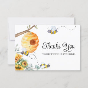 Carte Merci du Baby shower de l'abeille de tournesol