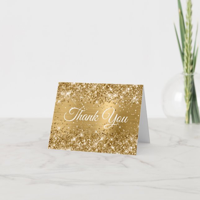 Carte Merci en feuille d'or pailleté (Devant)