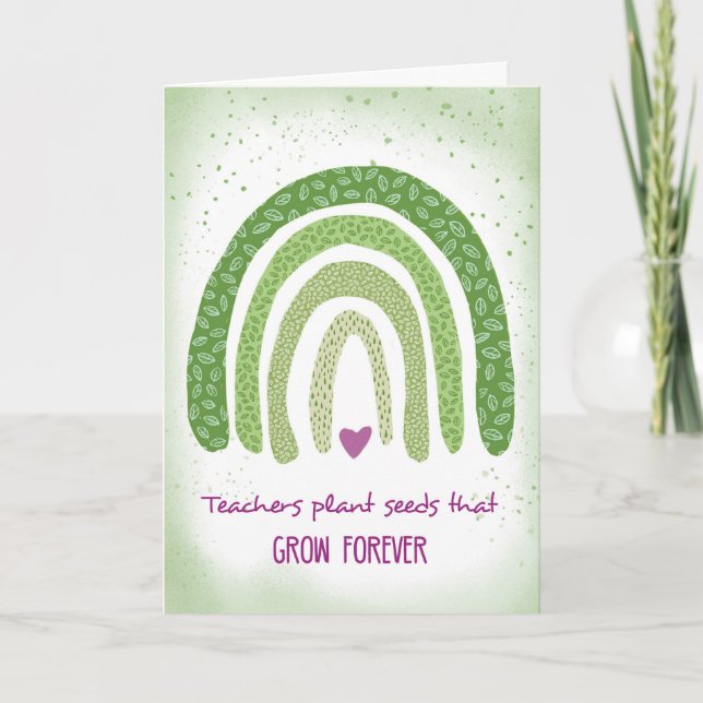 Carte Merci Enseignant De L'Étudiante Aquarelle Verte (Devant)
