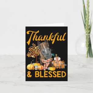 Carte Merci Et Béni Cheval Citrouille Chute Thanksgivi