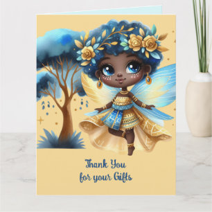 Carte Merci Fée Africaine Turquoise Gold Rose Princesse
