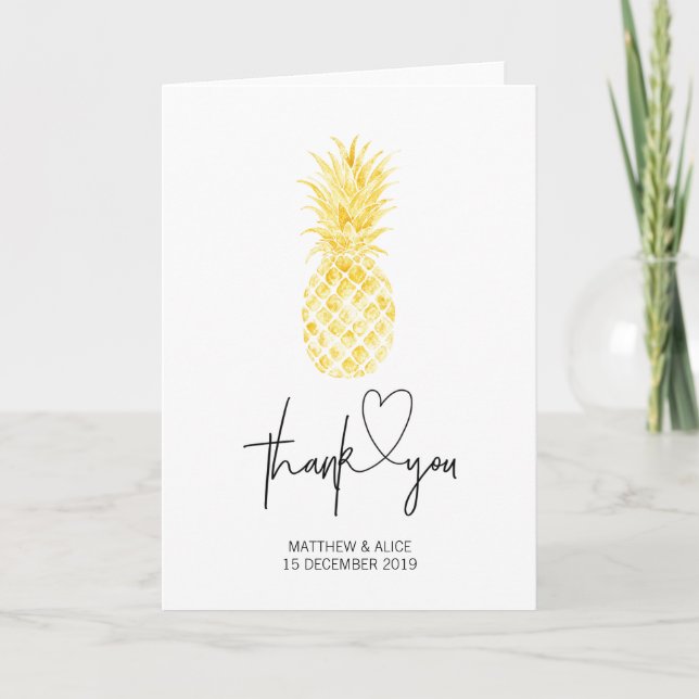 Carte Merci Fiançailles Mariage à ananas tropical (Devant)