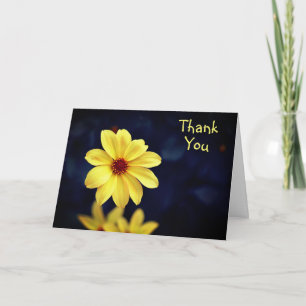 Carte Merci Fleur Jaune Dahlia Élégant