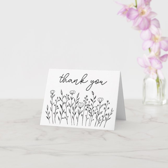 Carte MERCI Fleur sauvage simple personnalisé (Orchidée)