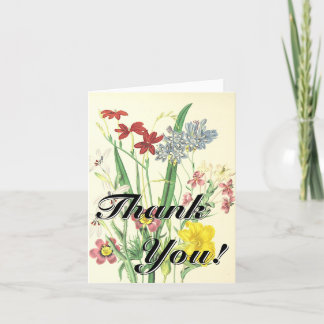 Carte "Merci !" + Fleurs Colorées de Style Rétro