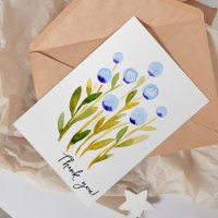 Merci fleurs d'aquarelle bleue minimale