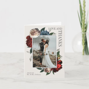 Carte Merci floral Luxe élégant de photo de mariage