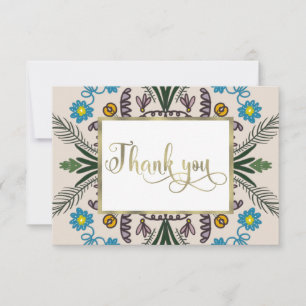 Carte Merci Floral Mandala Vert Bleu Art Botanique